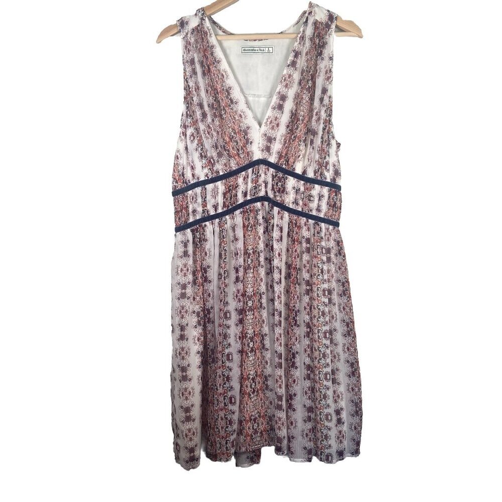 Abercrombie & Fitch Dress Sz Large Sleeveless‎ Empire Waist Sheer Paisley Cream